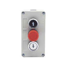 Botonera Triple con Boton de Stop Tipo Enclavado / Para Barreras Vehiculares, Operadores Corredizos y Abatibles.