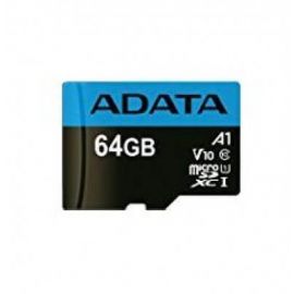 Micro SD ADATA AUSDX64GUICL10A1-RA1, 64 GB, 100 MB/s, 25 MB/s, Negro, Clase 10