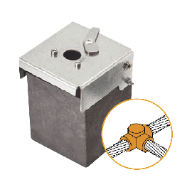 Molde de grafito horizontal unión en T horizontal de cable 2/0 AWG (pasante) con cable 2/0 AWG (terminal).