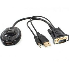 Convertidor VGA a HDMI BROBOTIXNegro, VGA, HDMI+ Audio