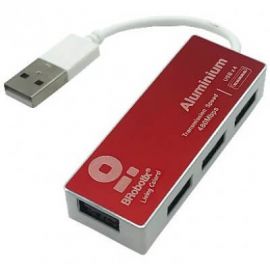 HUB USB BROBOTIX 180727-4, USB 2.0, Rojo, 4 puertos