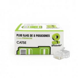 PLUG RJ45 CAT5E, 8 POSICIONES, CAJA CON 25 PI BROBOTIX 445418, Transparente