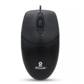 Mouse básico USB BROBOTIX 497202, Negro, 3 botones, Alámbrico, Óptico