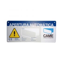 Letrero de Aviso Peligro para puertas automáticas CAME