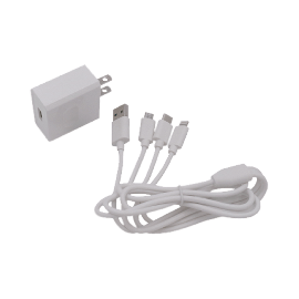 Cargador de pared de 5 Vcc 2A / Multi-puertos / USB-C, Micro USB, Lightning (iPhone)