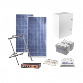 Kit Solar Witek de 28 W con 5 Puertos PoE 802.3 af y PoE Pasivo 24 V para Camaras IP y un Enlace Punto a Punto en 24 Vcc