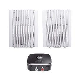 Kit  Altavoces + Modulo Receptor BT | Montaje en Pared | 2x20W RMS | Material ABS y Reja Metálica | Bracket de Metal | Color Blanco