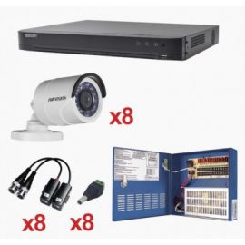 Kit 1 DVR 8 Canales + 8 Cámaras Bala EPCOM KH1080P8BW, Metal, 8, H265+, 1080p (2MP)