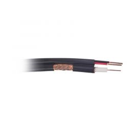Bobina de cable coaxial RG59 de 152 m con 95% de cobre y 2 conductores calibre 18 para alimentación, para Aplicaciones de CCTV Color Negro