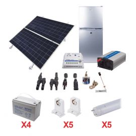 Kit de Energía Solar Para Refrigerador de 105 L e Iluminación Led de Alta Eficiencia Para Aplicaciones Aisladas de la Red Eléctrica