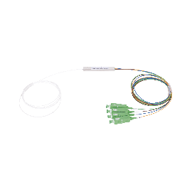 Splitter (Divisor Óptico) tipo PLC, de 1x4, conectores SC/APC de salida