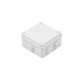 Caja de derivación de PVC Auto-extinguible con 6 entradas, tapa y tornillo de media vuelta de 1/4", 100x100x50 MM, Para exterior (IP55)