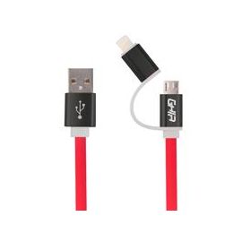 Cable 2 en 1 Micro USB/Tipo Lightning Ghia 1.0 Mts USB 2.1 Carga y Transferencia de Datos Rojo/Negro