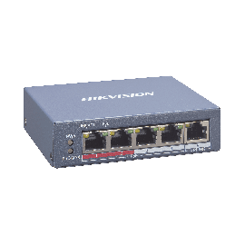 Switch Monitoreable PoE+ / 4 puertos 10/100 Mbps PoE+ / 1 puerto RJ45 Uplink / PoE Hasta 250 Metros / 60 W / Conexión Remota desde Hik-PartnerPro