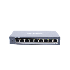 Switch Monitoreable PoE+ / 8 puertos 10/100 Mbps PoE+ / 1 puerto 10/100/1000 Mbps de Uplink / PoE hasta 250 metros / conexión remota desde Hik-ParnerPro / 110 W