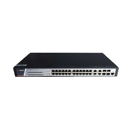 Switch Gigabit PoE+ / Administrable / 24 puertos 10/100/1000 Mbps PoE+ / 4 puertos 10/100/1000 Mbps + 4 puertos SFP de Uplink / 370 W