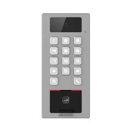 Lector Biometrico con Teclado para Exterior Antivandálico IP65 & IK09 con función de Videoportero Multiapartamento /  Huella, Tarjeta, Código QR, PIN o App HikConnect  / Cámara 2 MP compatible con DVRs y NVRs