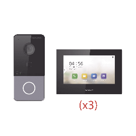 Kit de Videoportero IP LITE con llamada a App de Smartphone (Hik-Connect) / Apertura con tarjeta / Soporta PoE Estándar / Incluye 3 MONITORES