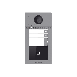Videoportero IP (IP65 + IK08) con Llamada y apertura desde APP Hik-Connect / Soporta 4 Departamentos / PoE Estandar / Interfaz WEB para configuración / 2 puertas