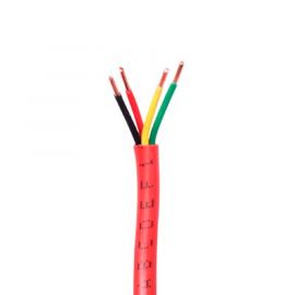 Bobina de 152 metros de alambre 18 AWG, 4 conductores, tipo FPL, de color rojo, para aplicaciones en sistemas de detección de incendio y Sistemas de Evacuación.