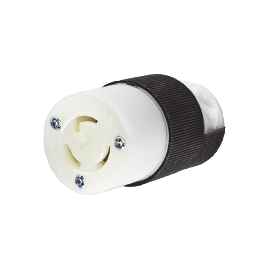 Conector Industrial con Bloqueo de Media Vuelta / 15 A 125 V CA / 2 Polos 3 Hilos / Color Blanco y Negro / Nema L5-15R.