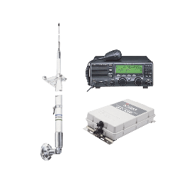 Kit de radio IC-M700pro con sintonizador de antena AT-130 y antena HF Shakespeare 390