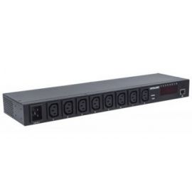 Barra Multicontactos INTELLINET 8 salidas para montaje en rack de 19"Metal, Negro, Metal