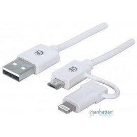 Cable iLynk INTELLINET1 m, USB A, Micro-USB B/Apple 30-p/Lightning, Macho/Macho, Color blanco