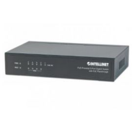 Switch INTELLINET 5 puertos Gigabit alimentado por PoENegro, 75 W, 5 puertos, Cat5e, Cat6, RJ-45