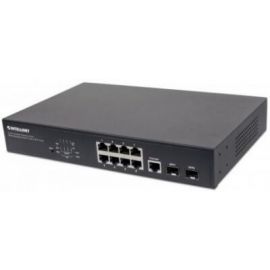Switch INTELLINET Administrable Gigabit Ethernet de 8 puertos PoE+ con 2 puertosNegro, 150 W, 8 puertos, Cat5e, Cat6, RJ-45