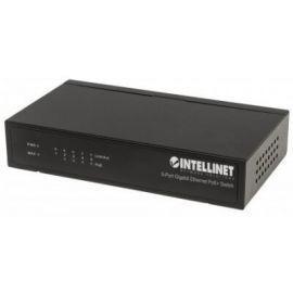 POE switch INTELLINET 561228Negro, RJ45, 5 puertos, 10BASE-T, 100BASE-TX, 1000BASE-T, 70 W