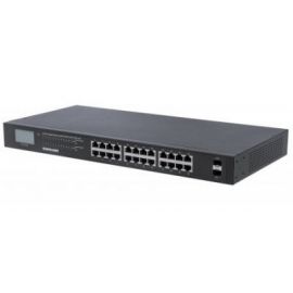 Switch INTELLINET PoE+ de 24 puertos Gigabit Ethernet con 2 Puertos SFP y Pantalla LCDNegro, 420 W, 24 puertos, Cat5e, Cat6, RJ-45