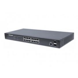 Switch INTELLINET Administrable Gigabit Ethernet de 16 puertos PoE+ con 2 puertosNegro, 260 W, 16 puertos, Cat5e, Cat6, RJ-45