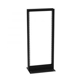 Rack de 2 Postes (Doble Perforación), Estándar 19", 24 Unidades, Fabricado en Acero, Base "L" para Anclar a Piso.