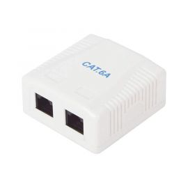 Caja de pared con 2 puertos, incluye 2 jacks UTP Cat6A