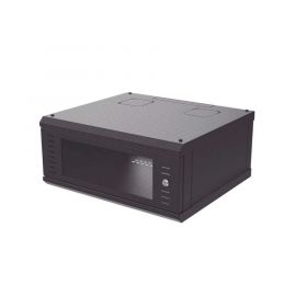 Gabinete para Montaje en Pared, Puerta de Cristal, Cuerpo Fijo con Rack 19" de 4 Unidades