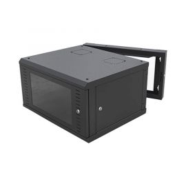 Gabinete Abatible de Pared (Con Marco Trasero) con Rack 19" de 6 Unidades. Ventana de Cristal Templado.