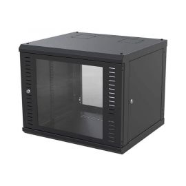 Gabinete para Montaje en Pared, Puerta de Cristal Templado, Cuerpo Fijo con Rack 19" de 9 Unidades