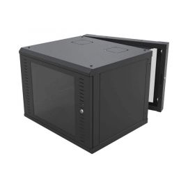 Gabinete Abatible de Pared (Con Marco Trasero) con Rack 19" de 12 Unidades. Ventana de Cristal Templado.