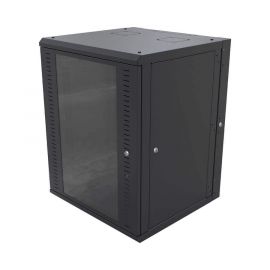 Gabinete Abatible de Pared (Con Marco Trasero) con Rack 19" de 24 Unidades. Ventana de Cristal Templado.