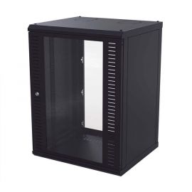 Gabinete para Montaje en Pared, Puerta de Cristal Templado, Cuerpo Fijo con Rack 19" de 24 Unidades
