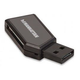 Mini Lector de Memorias Manhattan 24 en 1, USB 2.0 Negro