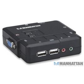 Switch KVM Manhattan 2 Ptos USB y 2 PtosVGA 3.5mm 1600X900 con Juego Cables