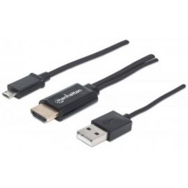 Cable MHL Manhattan Micro USB a HDMI Alimentación USB Dispositivos a TV