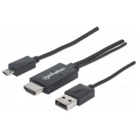 Cable MHLMicro USB a HDMI MANHATTAN 151511, HDMI + USB, Macho/hembra, Negro