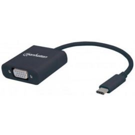 Convertidor USB C a VGA MANHATTAN 151771Negro, USB C, VGA, Macho/hembra