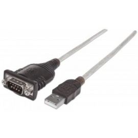 Convertidor de USB a Puerto Serial MANHATTAN 1518010, 45 m, Plata, USB, DB9, Macho/Macho