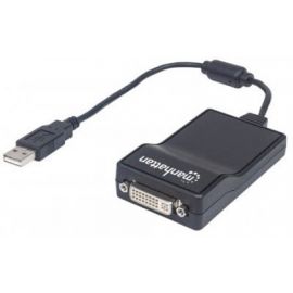 Convertidor USB 2.0 a DVI MANHATTAN 152334Negro, USB 2.0, USB 2.0 A, DVI, Macho/hembra