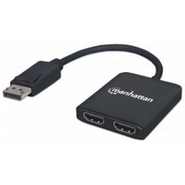 Adaptador de DisplayPort a 2 HDMI MANHATTAN 152716Negro, DisplayPort, DisplayPort, HDMI, Macho/hembra