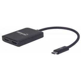 Convertidor de USB-C a Dos Puertos HDMI MANHATTAN 152969USB C, HDMI, Macho-Hembra, Negro